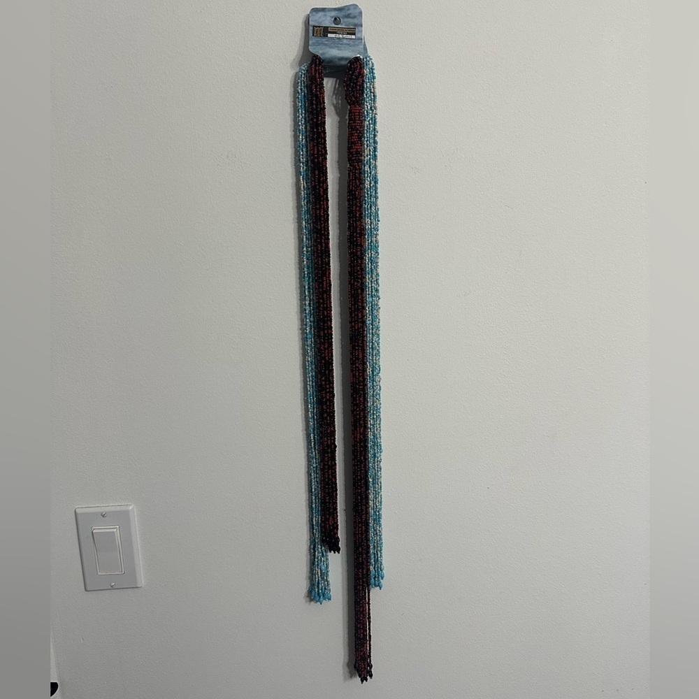 Seed bead scarf x2 red and black, blue and white Y2K
Handmade Festival boho